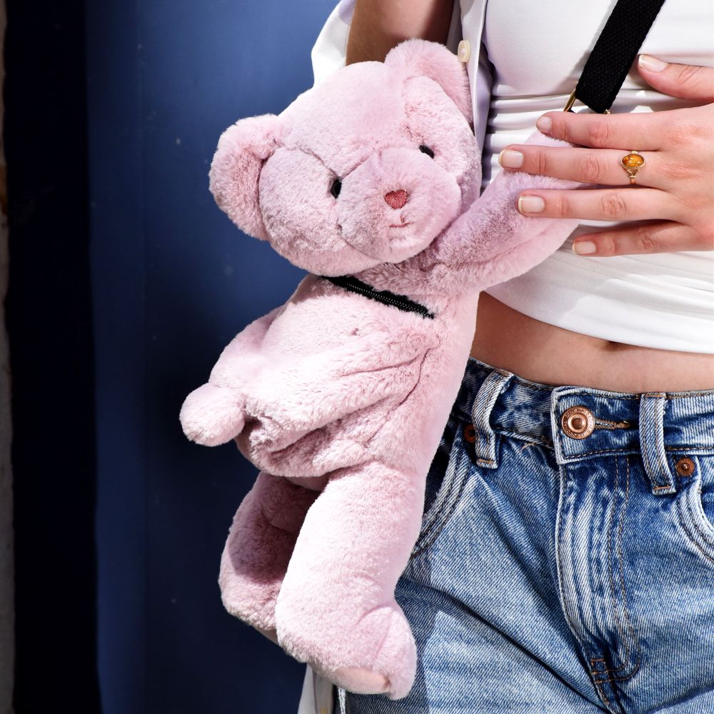 DouDou -  Teddy Bear Plush Backpack - Rose -  Plush