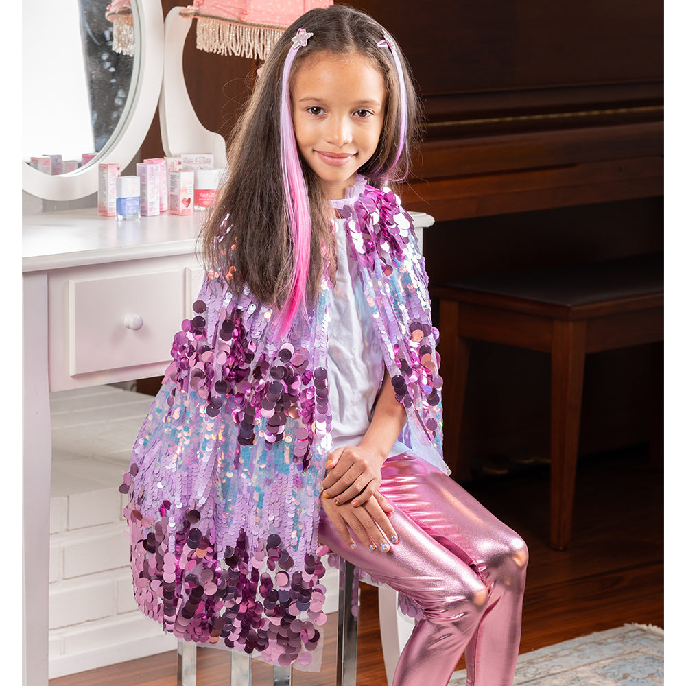  Great Pretenders -  The 5th Avenue Purple Pailette Cape - Size 4-6 Years -  Dress up