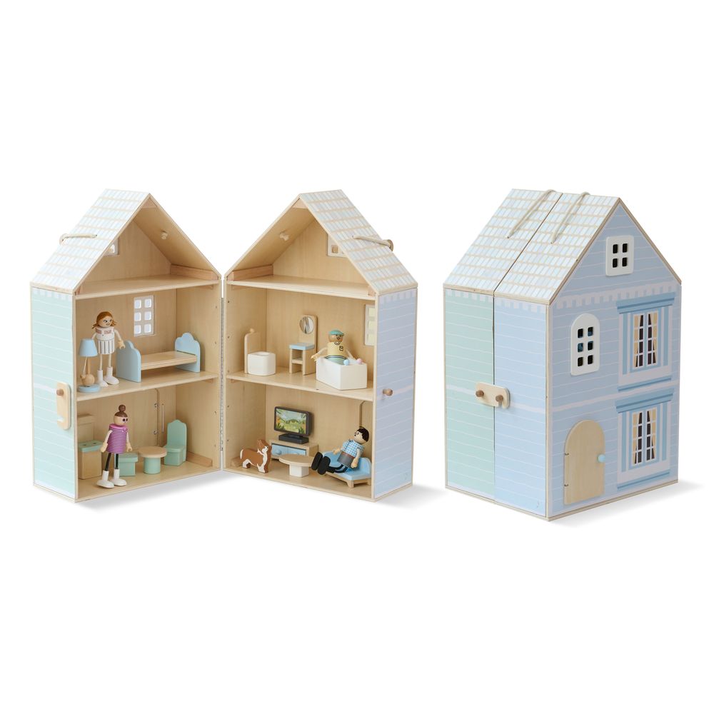  Teamson Kids -  The Lovely Townhouse Wooden Carry-On Dollhouse & Accessories -  Dolls