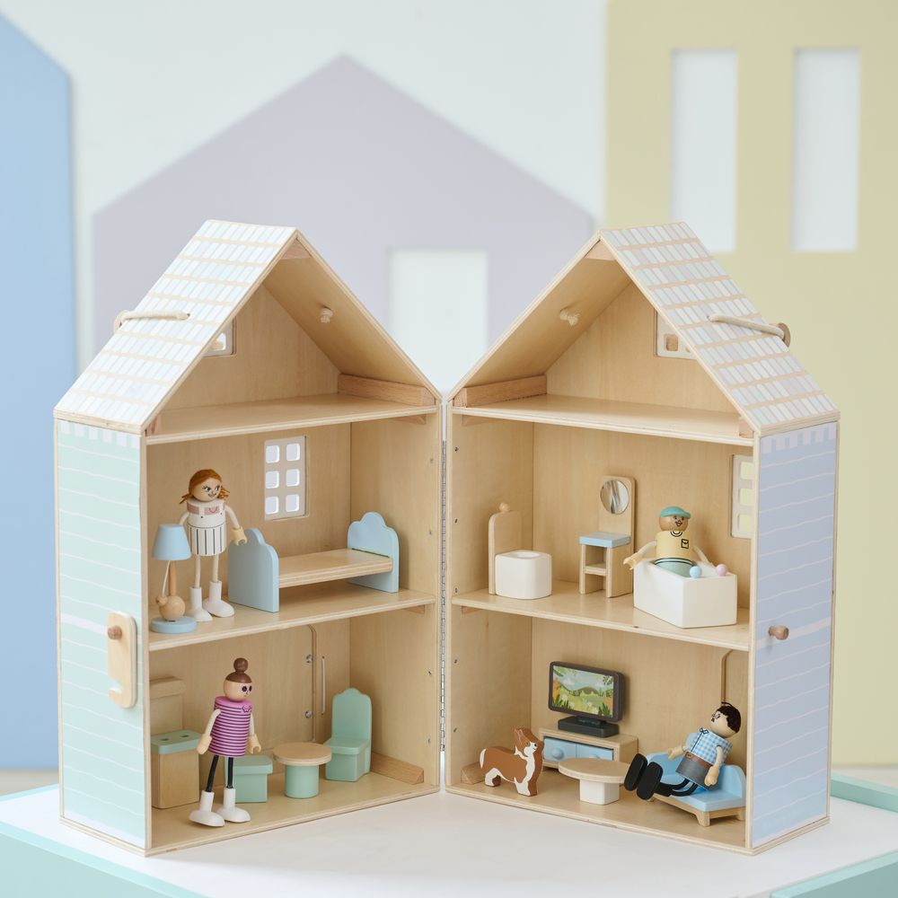 Teamson Kids -  The Lovely Townhouse Wooden Carry-On Dollhouse & Accessories -  Dolls