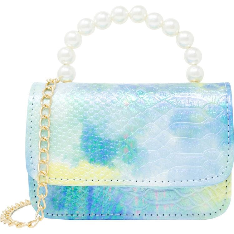  Zomi Gem -  Tie Dye Crocodile Pearl Handle Bag - Blue -  Trend Accessories