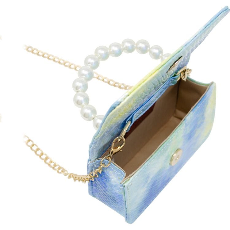  Zomi Gem -  Tie Dye Crocodile Pearl Handle Bag - Blue -  Trend Accessories