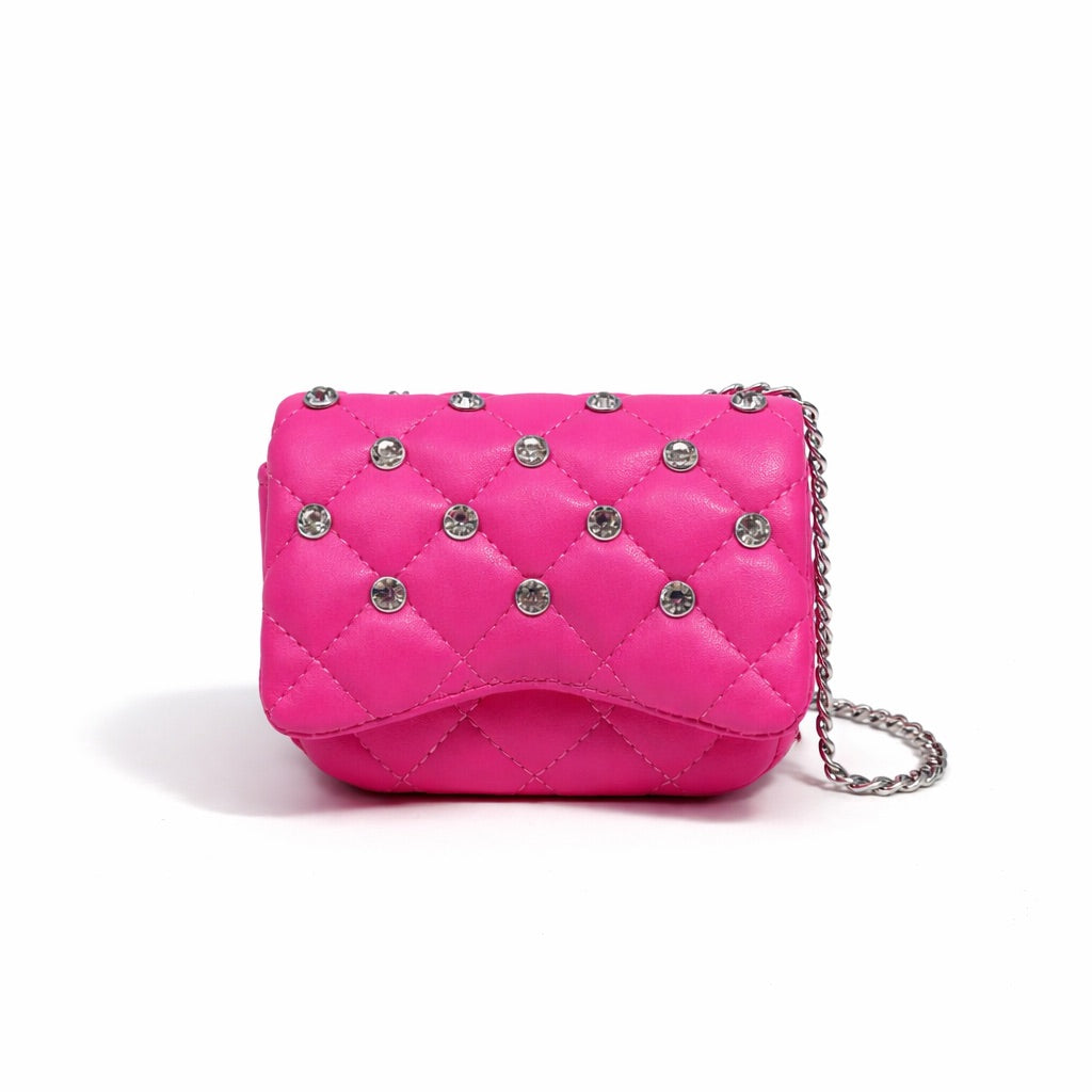  Zomi Gem -  Tiny Crystal Stud Handbag - Hot Pink -  Trend Accessories