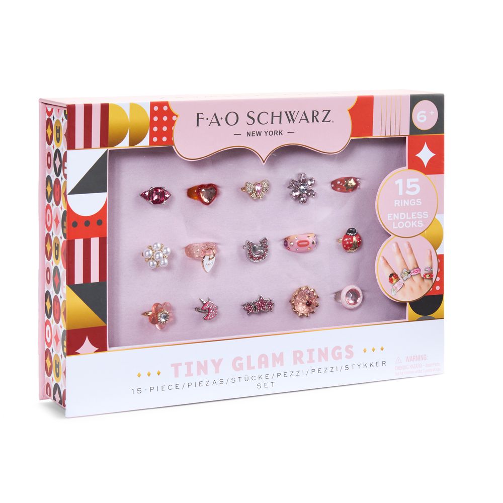  FAO Schwarz -  Tiny Glam Rings 15-Piece Set -  Fashion Activity and Roleplay
