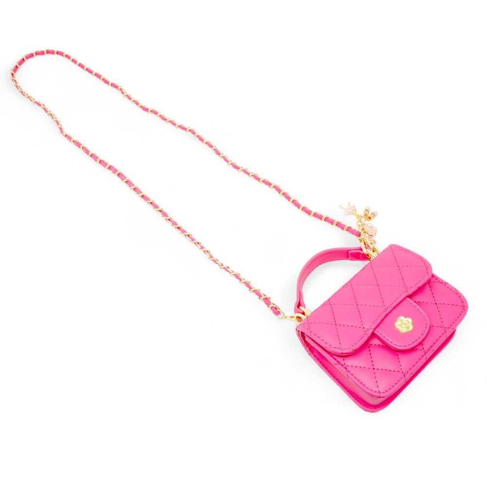  Zomi Gem -  Tiny Quilted Ballet Charm Handbag - Hot Pink -  Trend Accessories