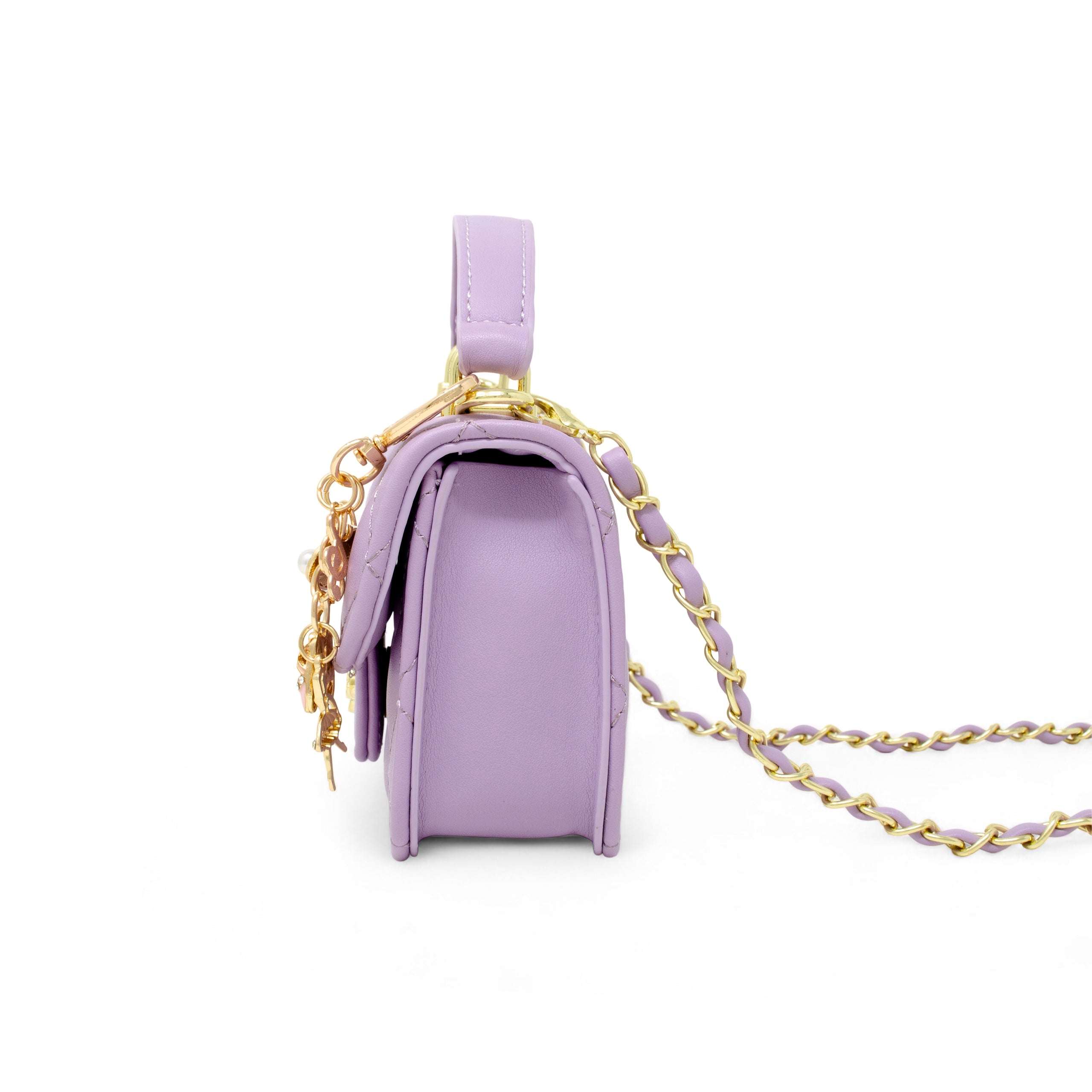  Zomi Gem -  Tiny Quilted Ballet Charm Handbag - Purple -  Trend Accessories