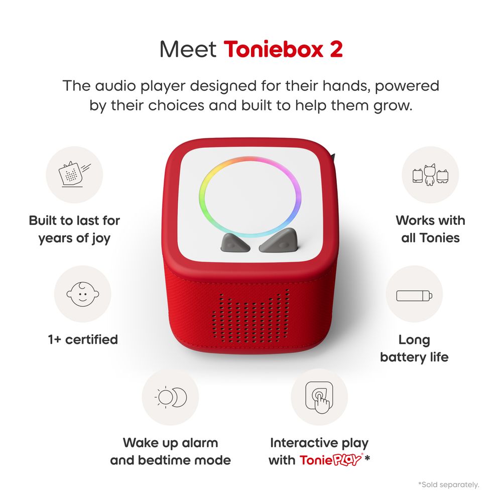  Tonies -  Tonies PAW Patrol Toniebox 2 Bundle with Tonieplay Game, Sleeve and 4 Tonies - Sunset Red -  Electronics