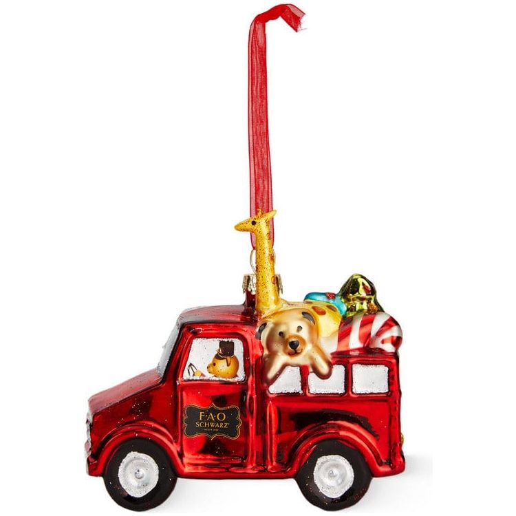  FAO Schwarz -  Toy Delivery Truck Glass Ornament -  Holiday