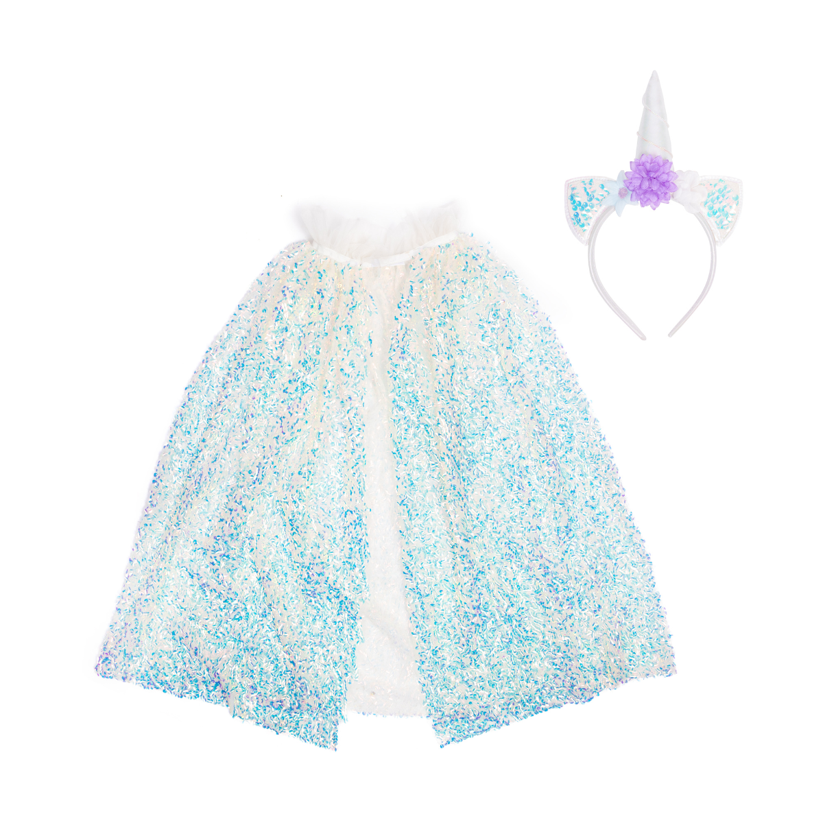 Great Pretenders -  Unicorn Sparkle Cape and Headband - Size 4-6 Years -  Dress up