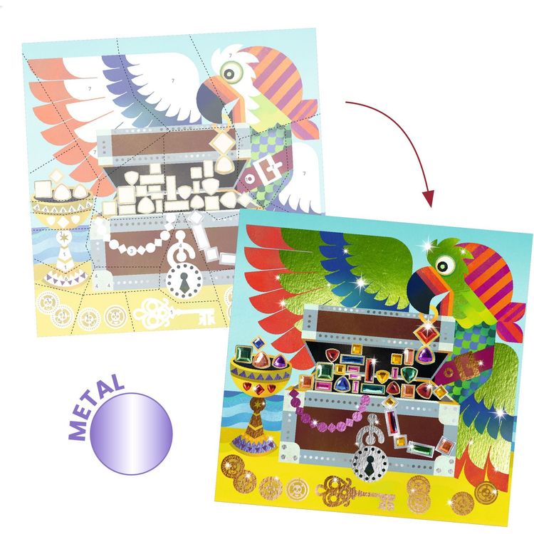  Djeco -  Up and at 'Em! Foil & Jewel Mosaic Craft Kit -  Creativity