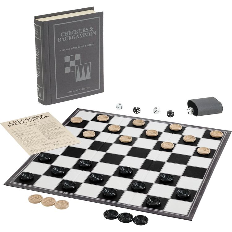  WS Game Company -  Vintage Bookshelf Assortment - 4 Pack - Jenga, Battleship, Checkers & Backgammon, Trivial Pursuit -  Games