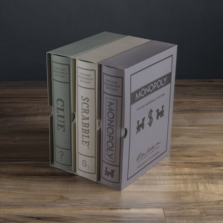  WS Game Company -  Vintage Bookshelf Games 3-Pack: Monopoly, Scrabble, Clue -  Games
