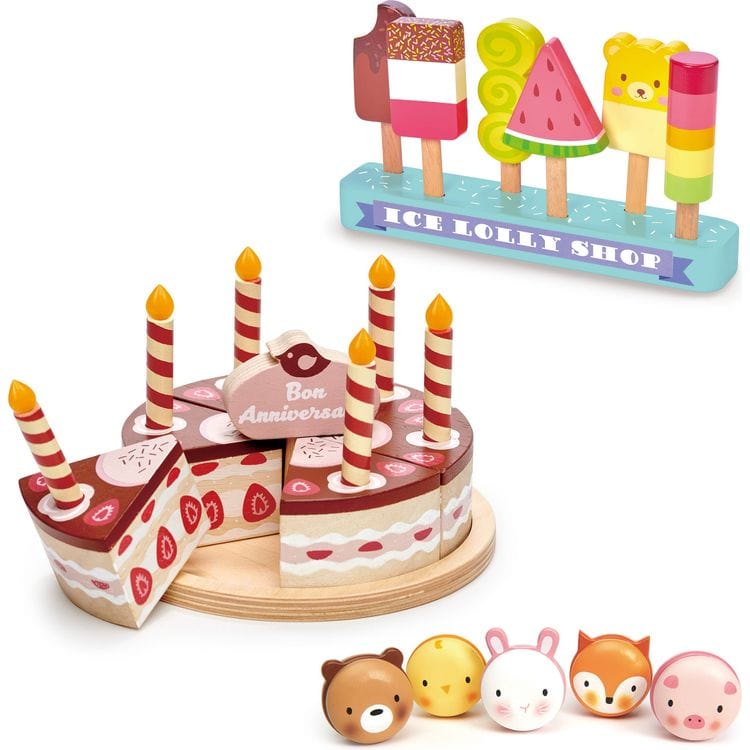  Tender Leaf Toys -  Wooden Birthday Party Collection Bundle -  Preschool