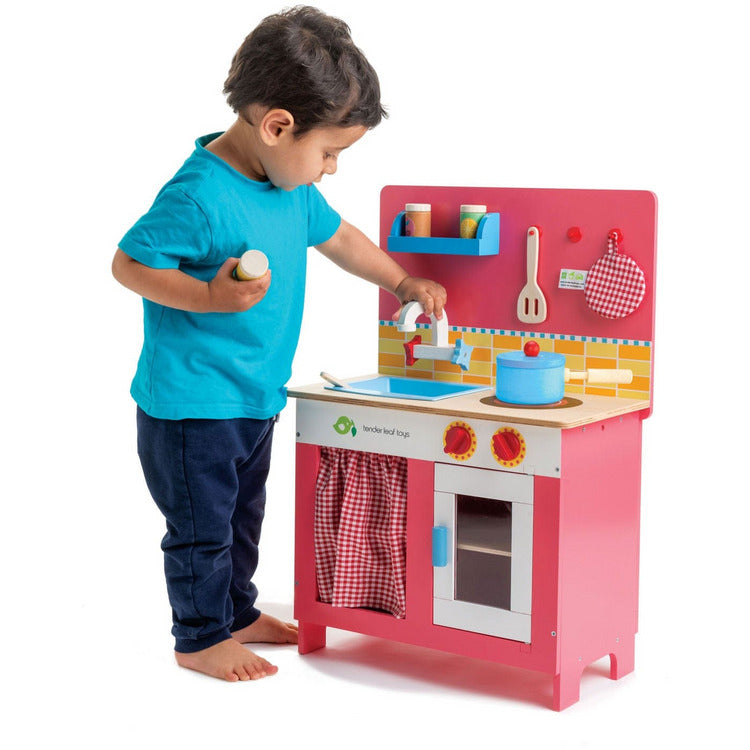  Tender Leaf Toys -  Wooden Cherry Pie Kitchen Play Set -  Preschool