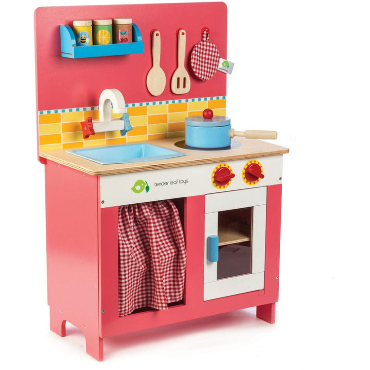  Tender Leaf Toys -  Wooden Cherry Pie Kitchen Play Set -  Preschool
