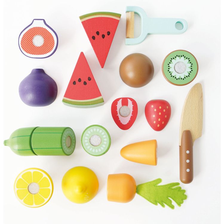  Le Toy Van -  Wooden Chopping Board & Sliceable Play Food -  Preschool