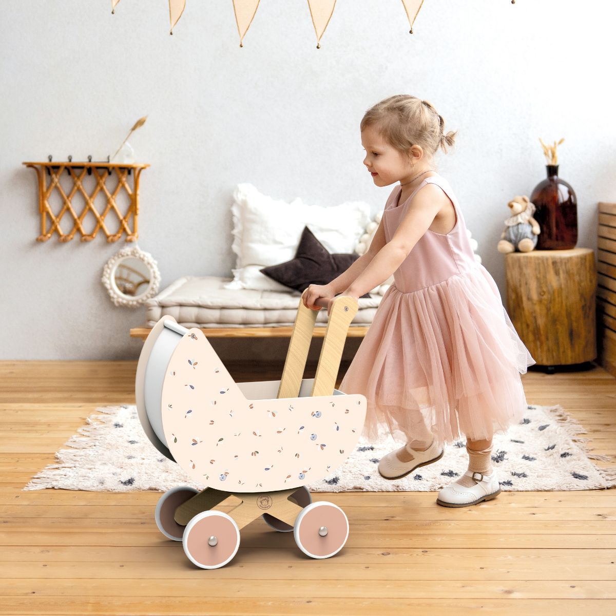 Speedy Monkey -  Wooden Doll Pram -  Dolls