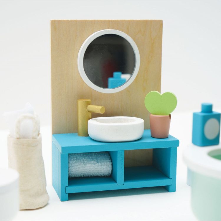  Le Toy Van -  Wooden Dollhouse 19 Piece Bathroom Furniture Set -  Dolls
