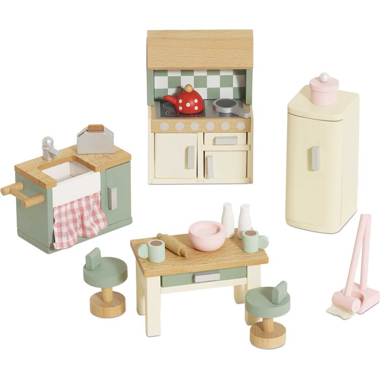  Le Toy Van -  Wooden Dollhouse 20 Piece Kitchen Furniture Set -  Dolls