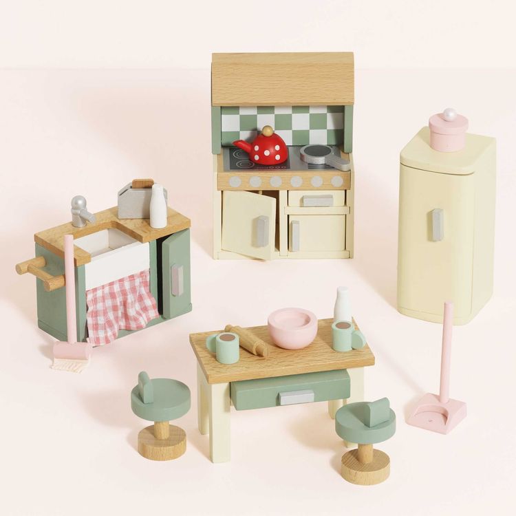  Le Toy Van -  Wooden Dollhouse 20 Piece Kitchen Furniture Set -  Dolls