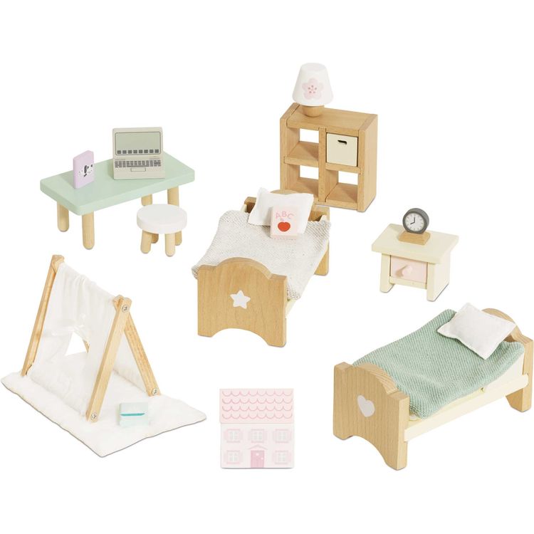  Le Toy Van -  Wooden Dollhouse 24 Piece Child's Bedroom Furniture Set -  Dolls