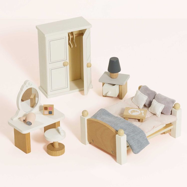  Le Toy Van -  Wooden Dollhouse Bedroom Furniture Set - 19 Pieces -  Dolls
