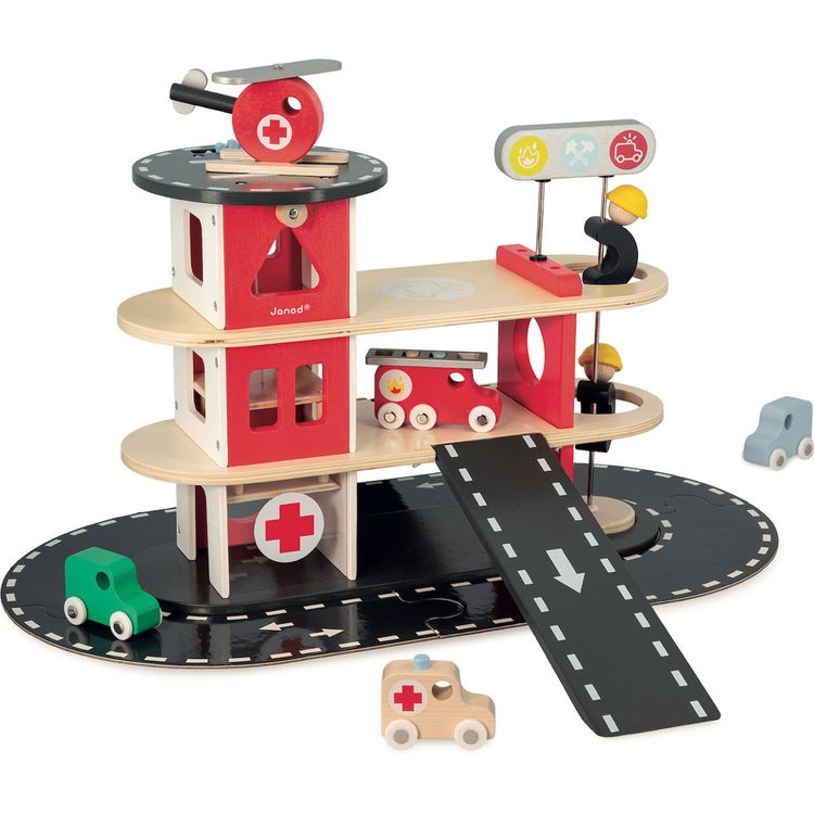  Janod -  Wooden Fire Station Playset -  Preschool