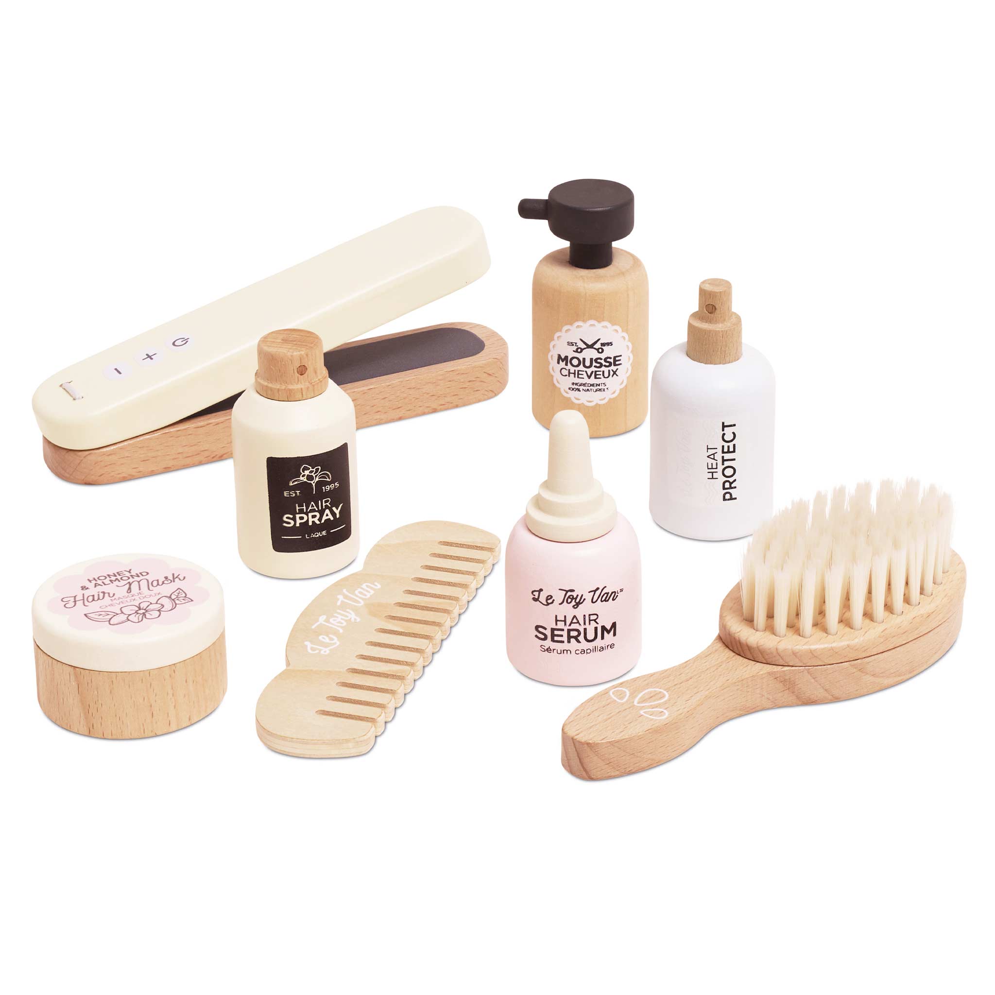  Le Toy Van -  Wooden Hair Straighteners & Accessory Pretend Play Set -  Preschool
