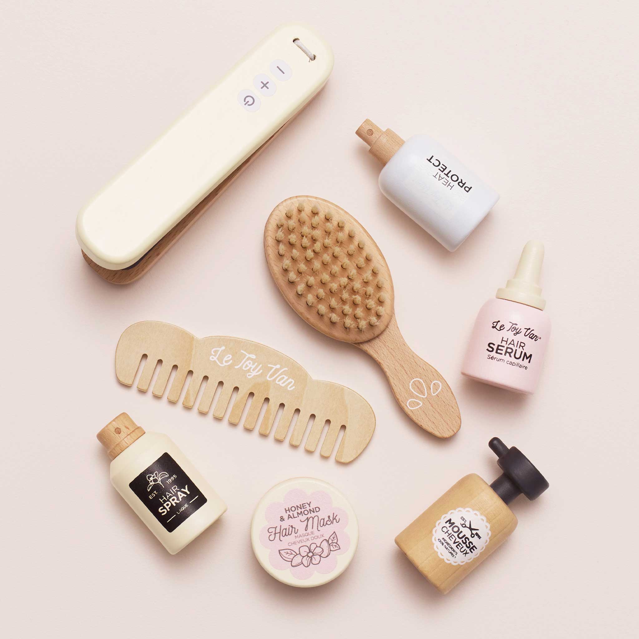  Le Toy Van -  Wooden Hair Straighteners & Accessory Pretend Play Set -  Preschool
