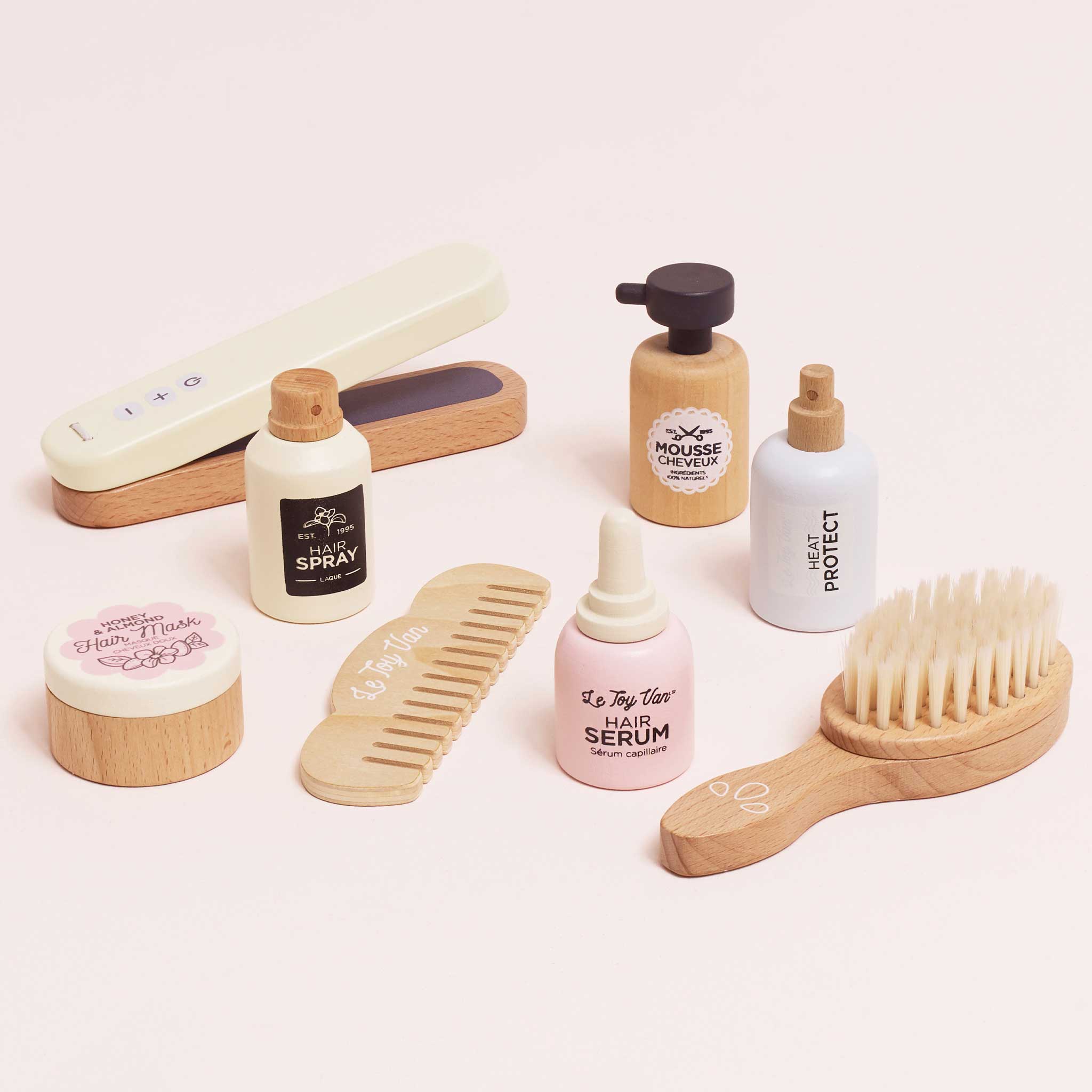  Le Toy Van -  Wooden Hair Straighteners & Accessory Pretend Play Set -  Preschool