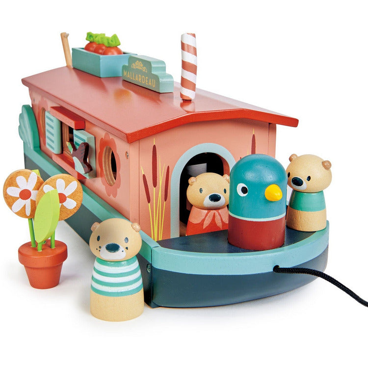  Tender Leaf Toys -  Wooden Little Otter Canal Boat -  Preschool