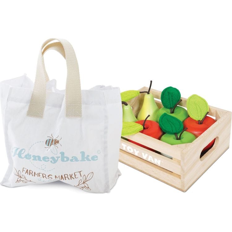  Le Toy Van -  Wooden Market Stall & Fruit Play Food Crate -  Preschool