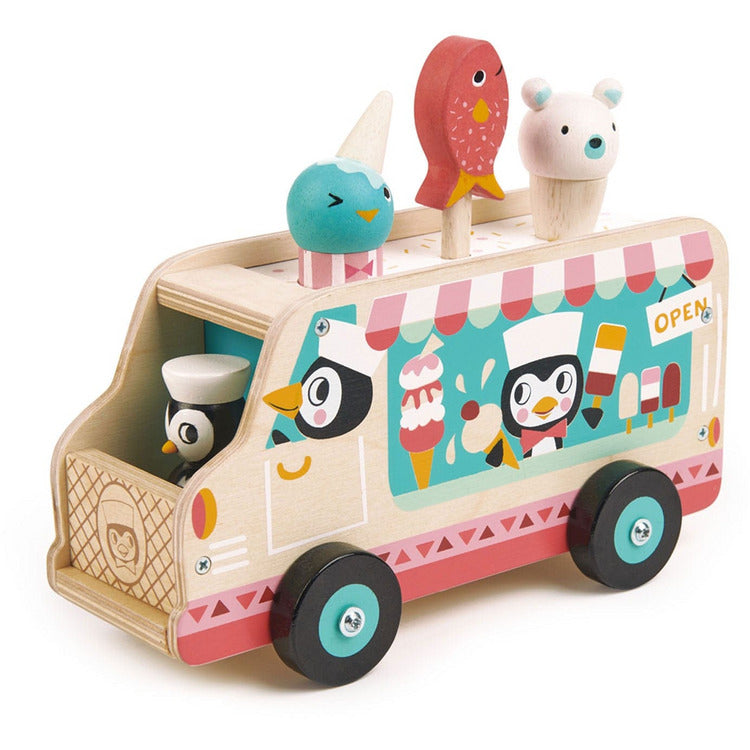  Tender Leaf Toys -  Wooden Penguin's Gelato Van -  Preschool