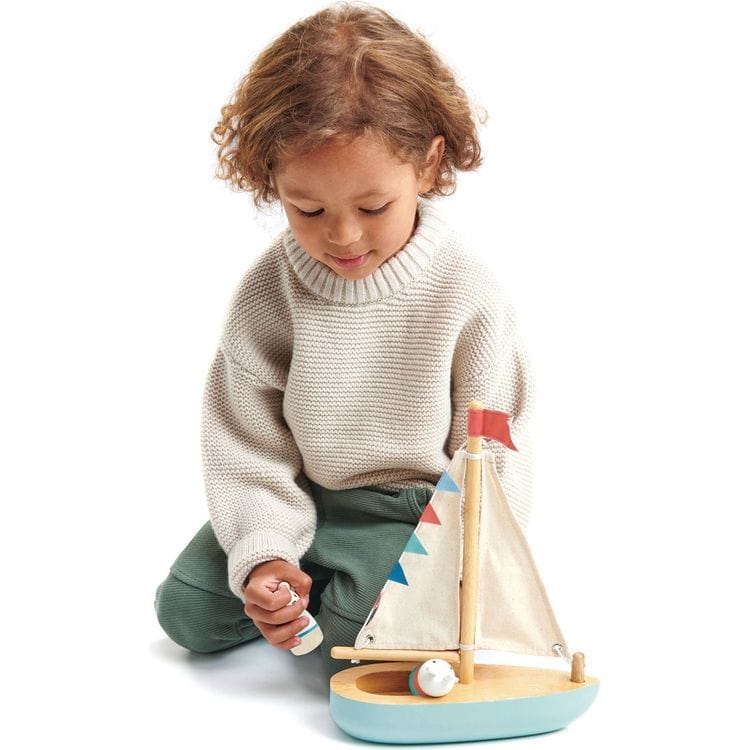  Tender Leaf Toys -  Wooden Sailway Boat -  Preschool