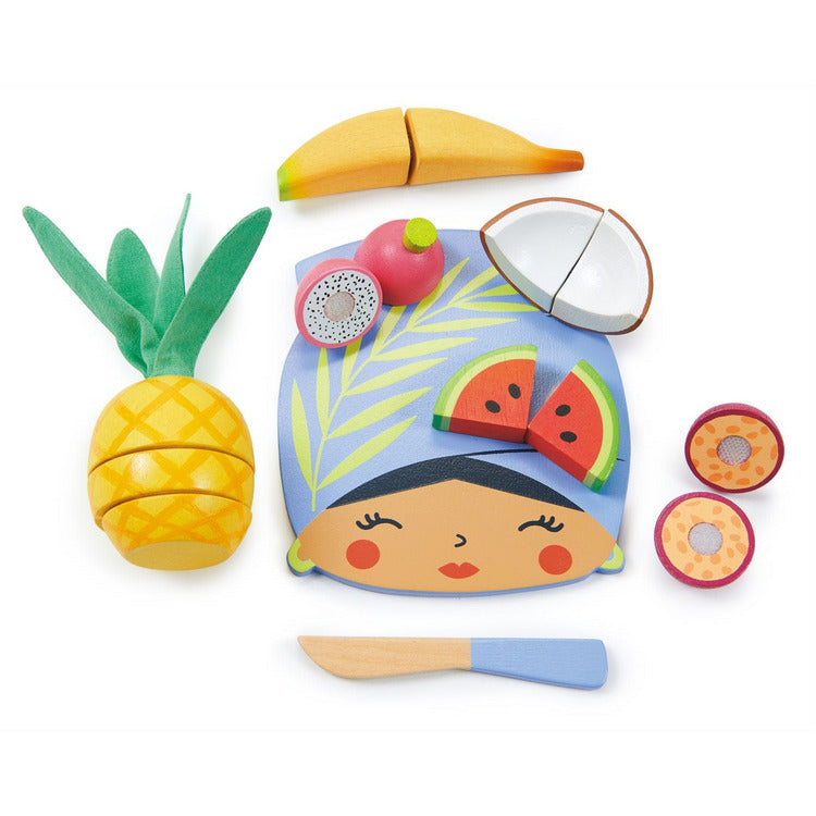  Tender Leaf Toys -  Wooden Tropical Fruit Chopping Board -  Preschool