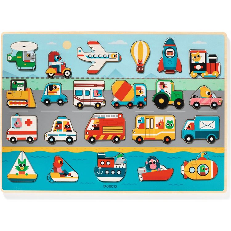  Djeco -  Wooden Vroom Vehicles Puzzle -  Puzzles