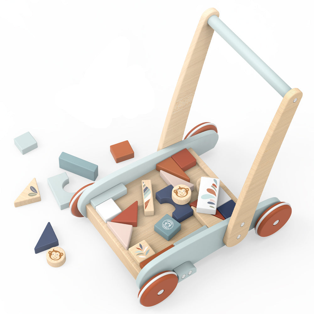  Speedy Monkey -  Wooden Walker with Building Blocks -  Infants