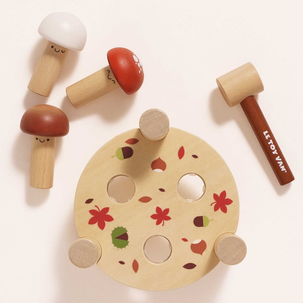  Le Toy Van -  Woodland Mushroom Hammer Game - 5 Pieces -  Infants