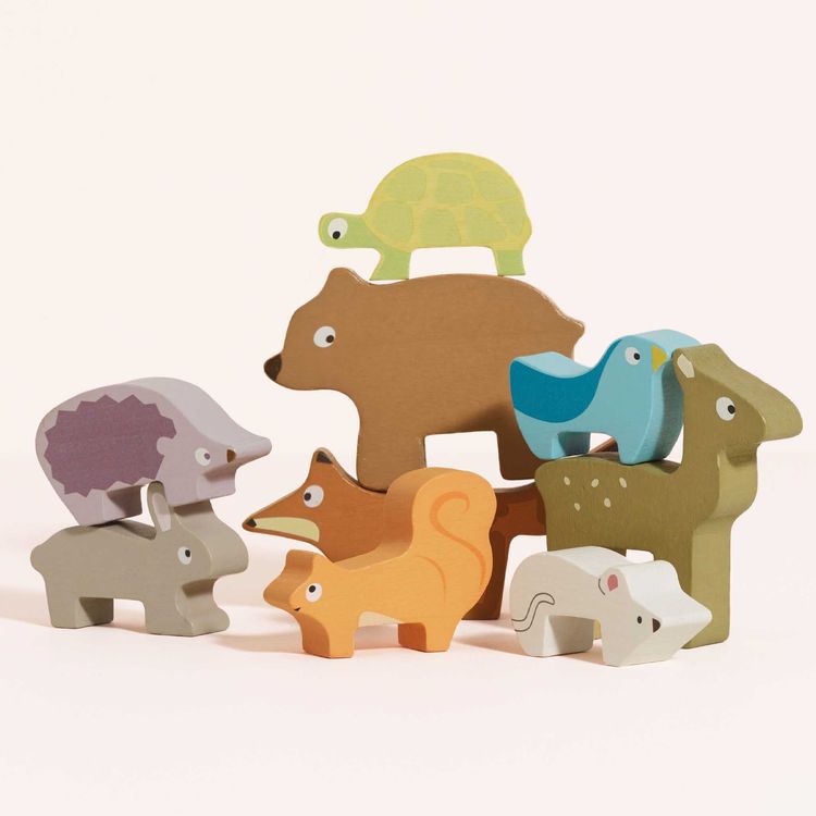  Le Toy Van -  Woodland Stacking Forest Animals & Bag - 10 Pieces -  Infants