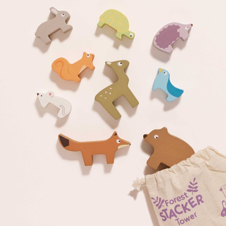  Le Toy Van -  Woodland Stacking Forest Animals & Bag - 10 Pieces -  Infants