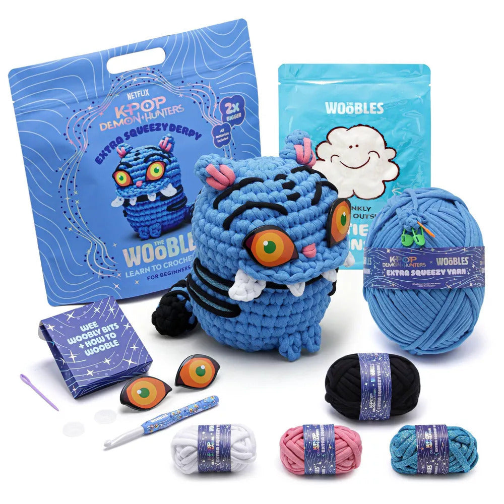 Kpop Demon Hunters Derpy Tiger Extra Squeezy Learn to Crochet Kit