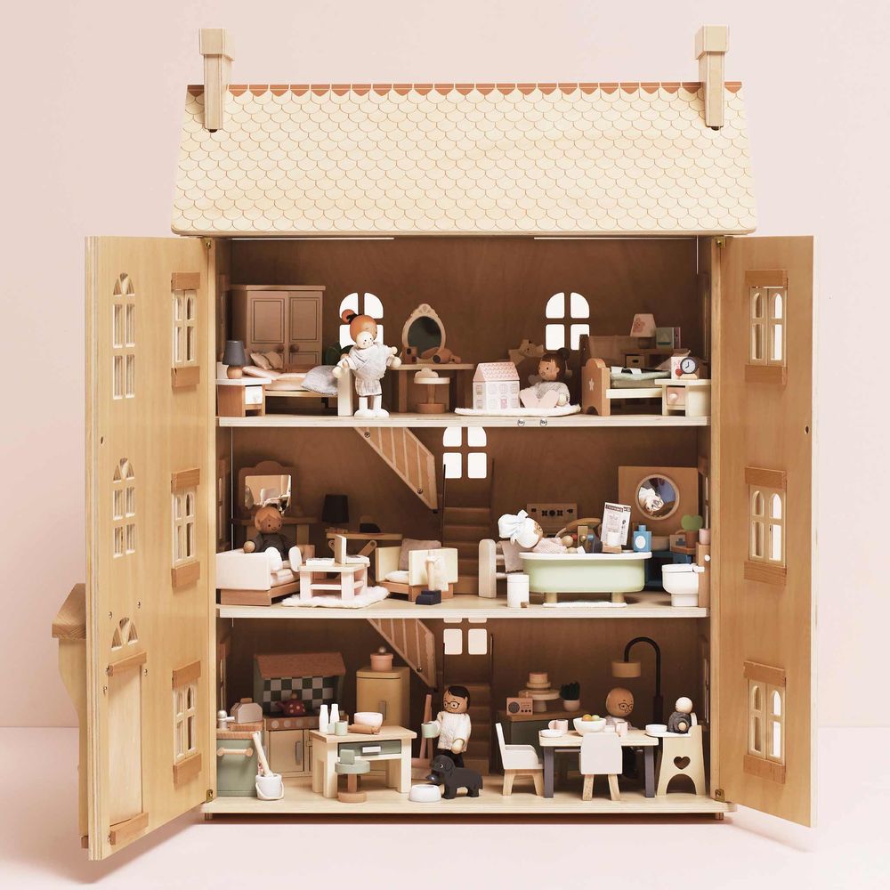 The Grand Natural Wood Doll House
