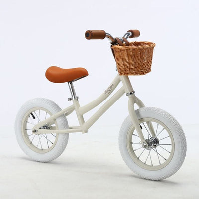 Baghera Preschool Balance Bicycle - Ivory White with Helmet