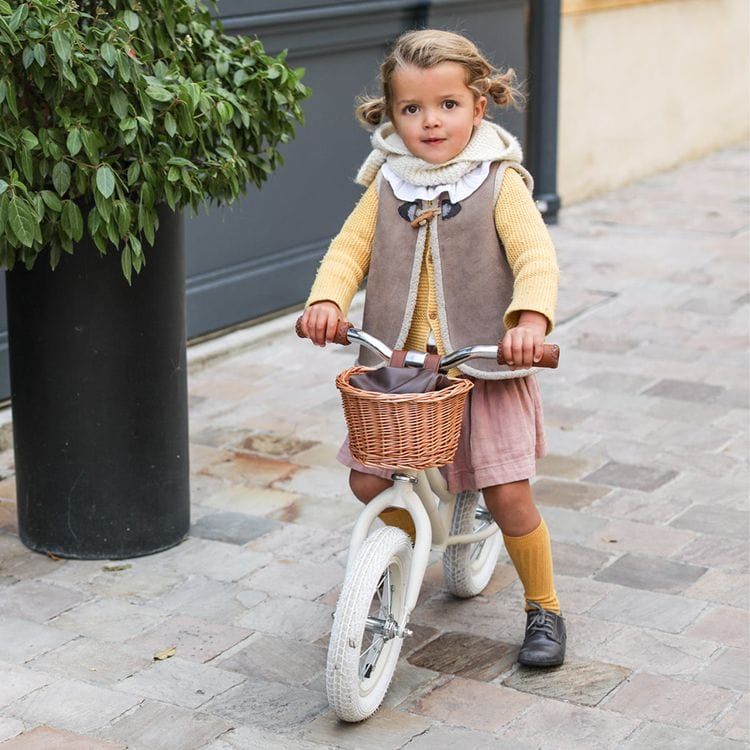 Baghera Preschool Balance Bicycle - Ivory White with Helmet