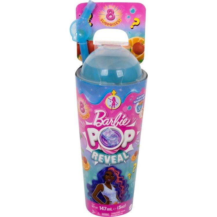  Barbie Pop Reveal Doll & Accessories, Fruit Punch Scent with  Blue Hair, 8 Surprises Include Slime, Color Change & Puppy : Toys & Games