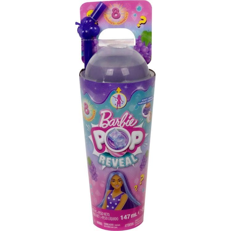 Barbie World of Barbie Barbie® Pop Reveal™ Fruit Series Doll, Grape Fizz Theme