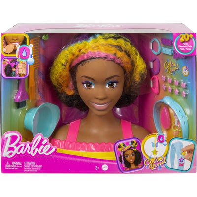 Barbie World of Barbie Neon Rainbow Deluxe Barbie Styling Head- Curly Brown Hair