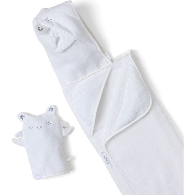 Barefoot Dreams Trend Accessories Sea Salt / One Size Toddler Hooded Towel and Washcloth Set - Crab