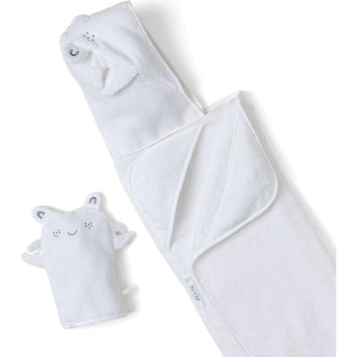 Barefoot Dreams Trend Accessories Sea Salt / One Size Toddler Hooded Towel and Washcloth Set - Crab