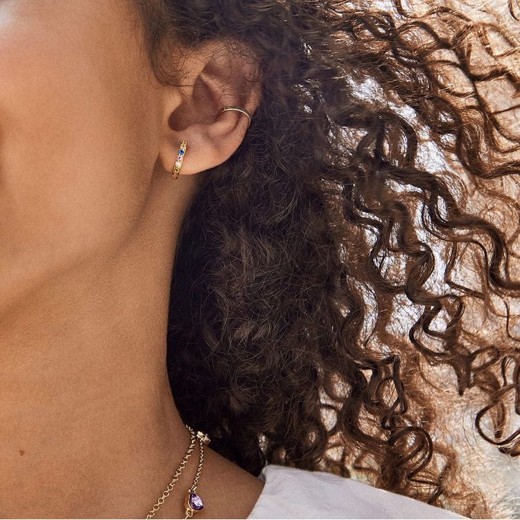 Bauble Bar Trend Accessories Tori 18K Gold Kids' Hoop Earrings - Gold/Pavé